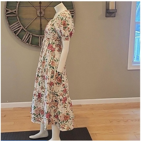 Anthropologie Somerset Maxi Dress M Pink Floral Smocked Puff Cottagecore Boho - Picture 4 of 9